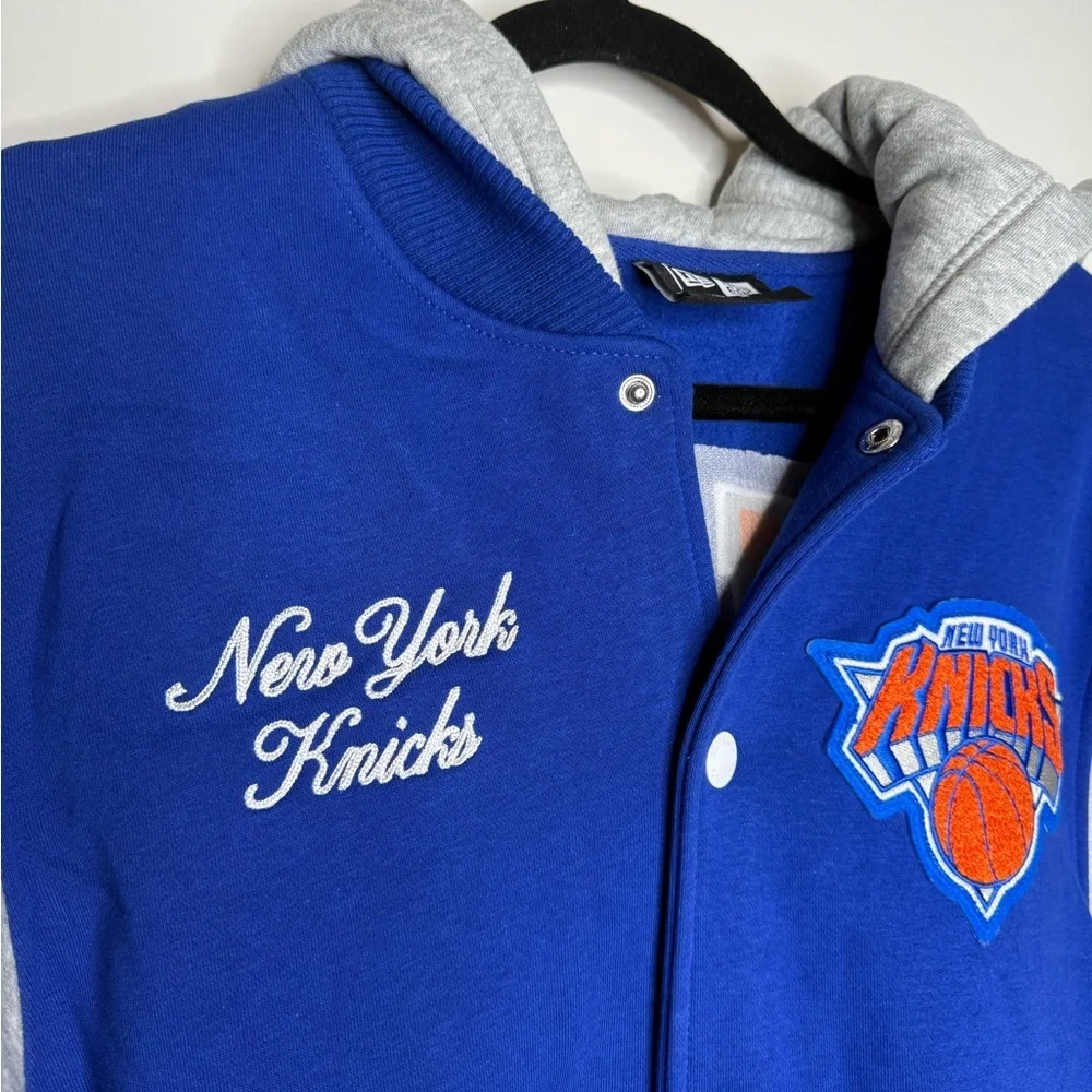 New York Knicks Throwback Prep Chenille Full Snap Hoodie - Picture 5 of 10